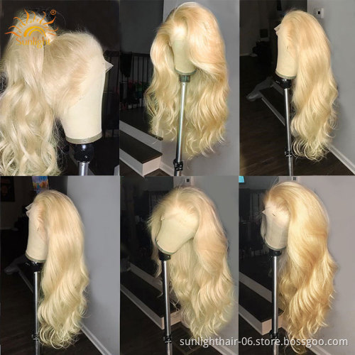 Good quality real human straight body wave highlight color remy hair wigs 10Agrade 13x4 brazillian lace wigs 613 lace front wigs